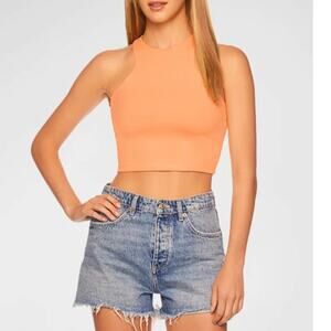 SUSANA MONACO Racerback Crop Top In Cantaloupe XS NEW NWT!